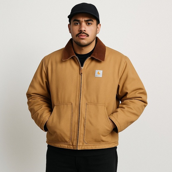 CARHARTT J02 Arctic Quilt Lined Duck Canvas Jacket Corduroy Collar
